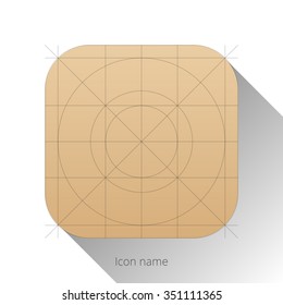 Abstract yellow app icon, blank button template with flat designed shadow and gradient background for internet sites, web user interfaces (UI) and applications (apps). Vector illustration.