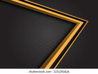 Abstract yellow arrow 3D direction on gray hexagon mesh design modern futuristic background vector illustration.