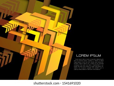 Abstract yellow arrow direction geometric on black with white text design modern futuristic background vector illustration.