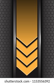 Abstract yellow arrow direction on gray hexagon mesh design modern futuristic background vector illustration.