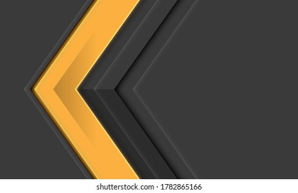Resumen de la dirección metálica de flecha amarilla sobre gris con diseño de espacio en blanco moderno ilustración vectorial de fondo futurista.