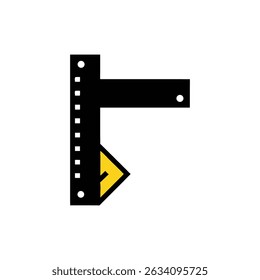 Abstract yellow arrow pointing right on a White Background