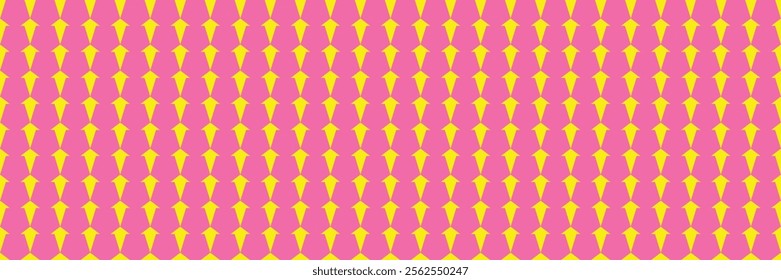 Abstract Yellow Arrows on Pink Background: Seamless Pattern Design