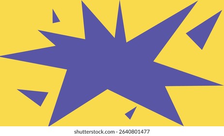 Abstract yellow backdrop featuring bold purple starburst and sharp shapes, ideal for modern pop art or comic inspired visuals.