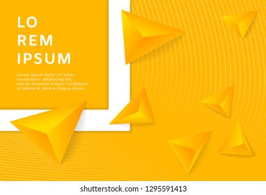 Abstract yellow background with 3D triangle. Modern wallpaper. Vector illustration.