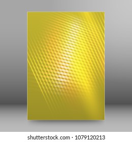 Abstract yellow background advertising brochure design elements. Glowing light mosaic graphic form for elegant flyer. Vector illustration EPS 10 for booklet layout page, leaflet template, newsletters