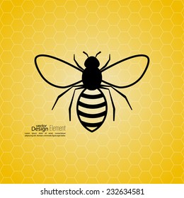 Abstract yellow background with bee honeycombs. 