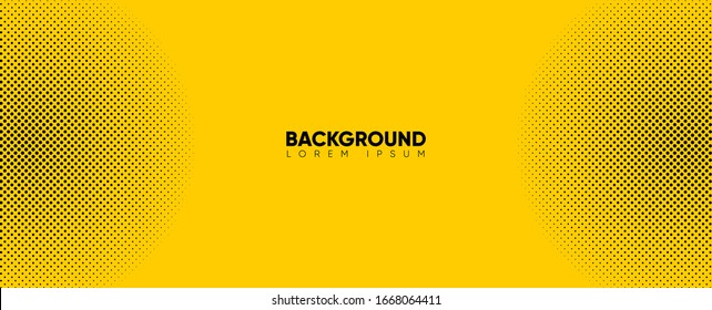 abstract yellow background with black halftone dot decoration. geometric pattern shape. cool texture backdrop for banner template