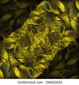 Abstract yellow background with black lines. Vector