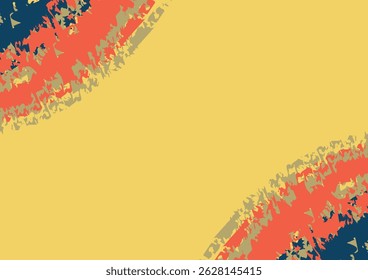 abstrakter gelber Hintergrund mit blauen orangefarbenen Grunge-Formen