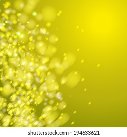 Abstract yellow background with bokeh left border