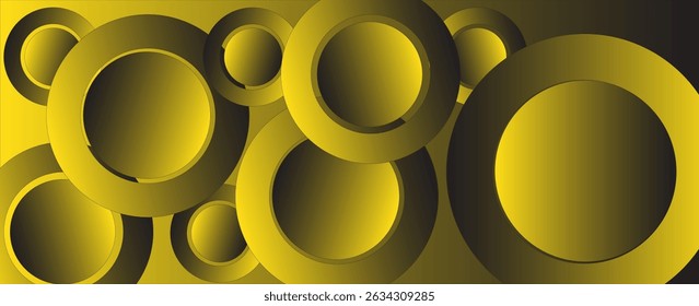 Fundo amarelo abstrato com círculos. Composição de formas dinâmicas.vetores eps 10