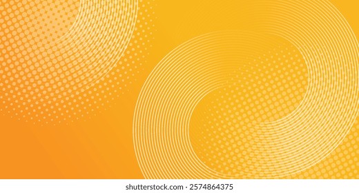 abstract yellow background with circular shapes and halftone composition. vector illustration