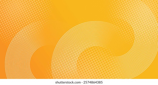 abstract yellow background with circular shapes and halftone composition. vector illustration