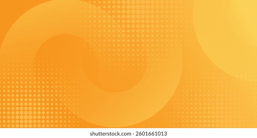 abstract yellow background with circular shapes and halftone composition. vector illustration