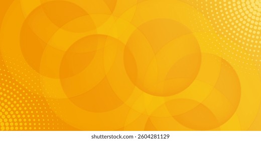 abstract yellow background with circular shapes and halftone composition. vector illustration