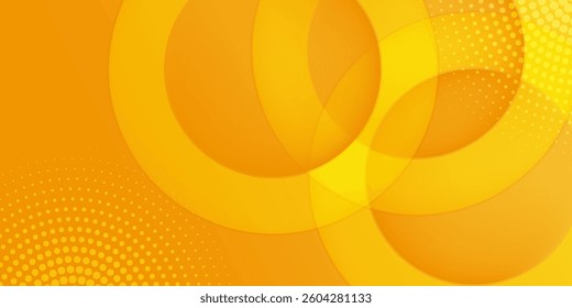 abstract yellow background with circular shapes and halftone composition. vector illustration