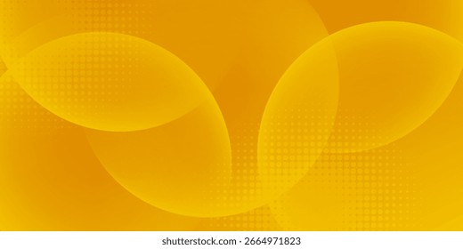 Fondo amarillo abstracto con Formas circulares y composición de semitono. Ilustración vectorial