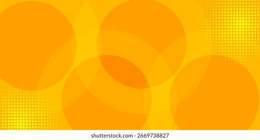 abstract yellow background with circular shapes and halftone composition. vector illustration eps10