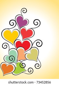 abstract yellow background with colorful heart