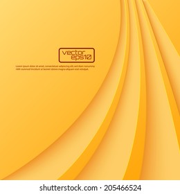 Abstract yellow background with curved lines. Vector illustration