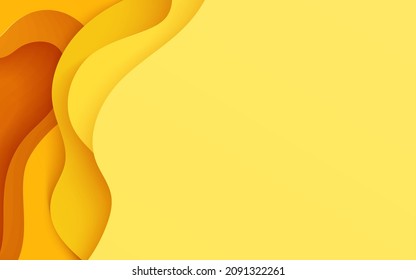Resumen de fondo amarillo en el estilo de papel cortado. Papel naranja roto en la pared. Plantilla ondulada para guardar los afiches de la Tierra, presentaciones de negocios, folletos ecológicos. Ilustración de la tarjeta vector del fondo del recorte de papel