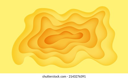 Resumen de fondo amarillo en el estilo de papel cortado. Papel naranja roto en la pared. Plantilla ondulada para guardar los afiches de la Tierra, presentaciones de negocios, folletos ecológicos. Ilustración de la tarjeta vector del fondo del recorte de papel