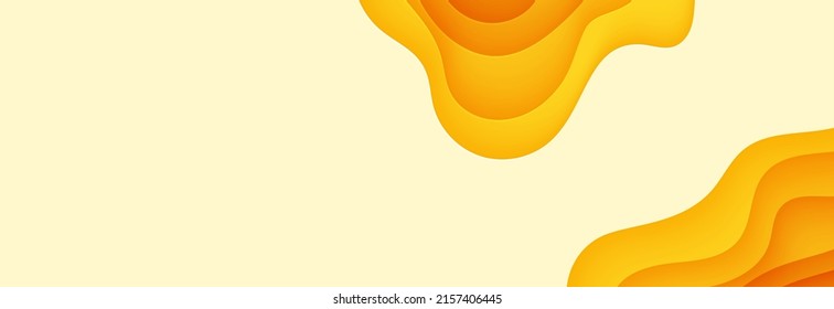 Abstract yellow background in cut paper style. Cutout orange flyer. Wavy template for save the Earth posters, business presentations, eco brochures. Vector card illustration of papercut background