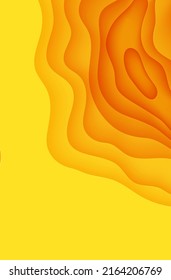 Abstract yellow background in cut paper style. Cutout orange wallpaper. Wavy template for save the Earth posters, business presentations, eco brochures. Vector card illustration of papercut background