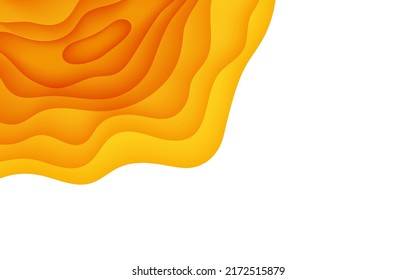 Abstract yellow background in cut paper style. Cutout orange wallpaper. Wavy template for save the Earth posters, business presentations, eco brochures. Vector card illustration of papercut background