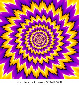 Abstract yellow  background with flower (optical expansion illusion)