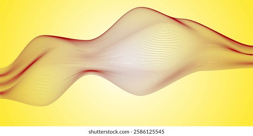 Abstract Yellow Background with Flowing Red Wave Pattern in Motion. Abstract design featuring a vibrant yellow background and a flowing red wave pattern, representing depth and motion. This engaging 