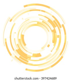 Abstract yellow background frame blended elements striped transparency cut from circles - vector