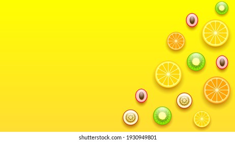 Resumen de fondo amarillo con el estilo de diseño de vectores de sombra de frutas