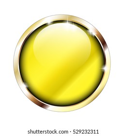 Abstract yellow background in a golden frame, with space for your text. Vector illustration, on transparent background.