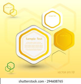 Abstract yellow background with hexagon