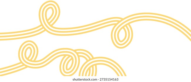 Abstract Yellow Background with Italian Spaghetti Waves. Food Texture Design for Pasta, Ramen, and Spaghetti Packaging. Vector Illustration