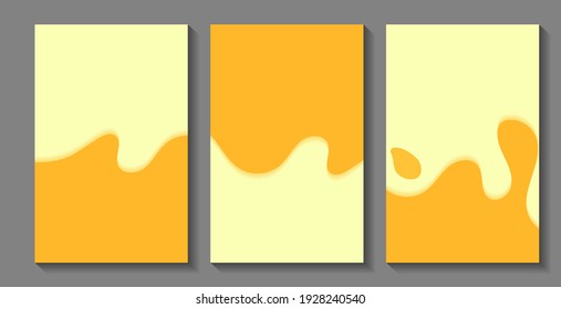 Abstract yellow background with liquid wave. Vector illustration in minimal style.