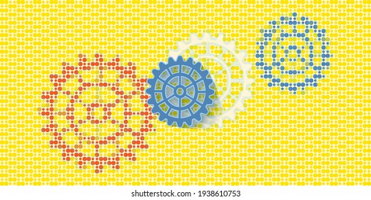 Abstract yellow background made of small circles.vectors of yellow,blue and red patterns.easy to use and customize. vector illustration