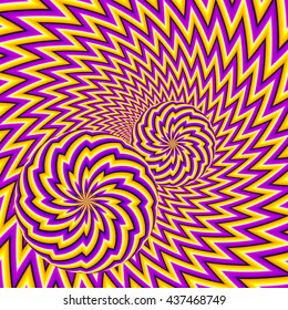 Abstract yellow background with moving spheres (optical illusion of movement)