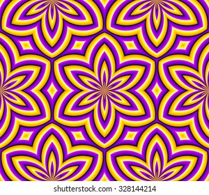 Abstract yellow background (optical expansion illusion). Seamless pattern.