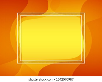 Abstract yellow background with orange wavy decoration and white dotted frame. 3D splash style business template for web design, poster, banner, brochure, cover, advertising material, marketing.