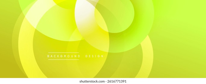 Abstract yellow background. Overlapping circles create modern, vibrant design. Smooth gradients, simple shapes, clean aesthetic.