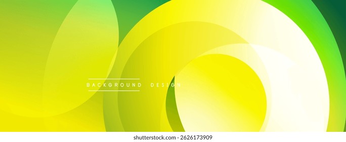 Abstract yellow background. Overlapping circles create dynamic visual effect. Gradient shades offer smooth transition, modern design.