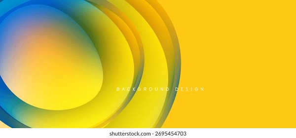 Fundo amarelo abstrato. A sobreposição de camadas coloridas cria um efeito visual dinâmico. Design moderno adequado para apresentações, sites.