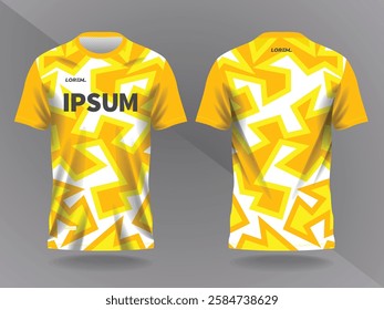 abstract yellow background and pattern for sport jersey design and mockup. front and back view template