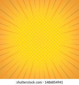 abstract yellow background with place for text and streamer, starburst pattern on them vector illustration
