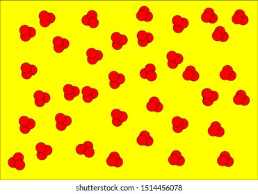 abstract yellow background with red molacule