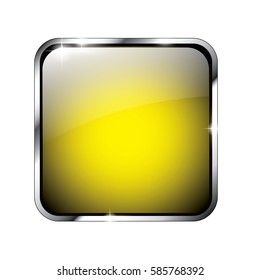 Abstract yellow background with a silver frame, with space for your text. Vector illustration.