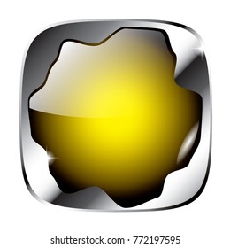 Abstract yellow background with a silver frame, with space for your text. Vector illustration.